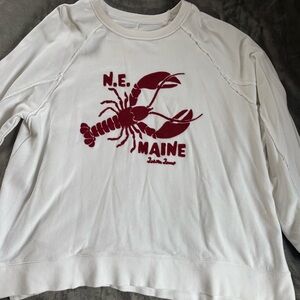 AERIE White Sweatshirt with Red Lobster Graphic - N.E. Maine